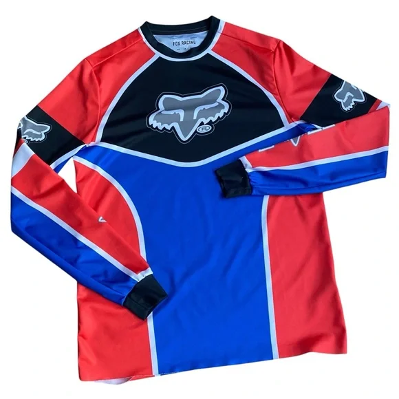 Fox Racing Jersey Adult Small Long Sleeve Red White Blue Lightweight Performance - Picture 4 of 7